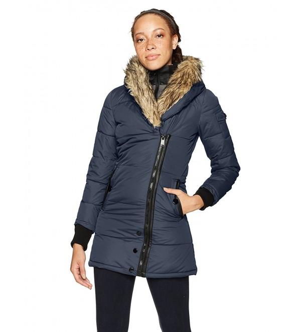 Women's Heavyweight Wellon Coat With Hood - Navy - CE184XEU69L