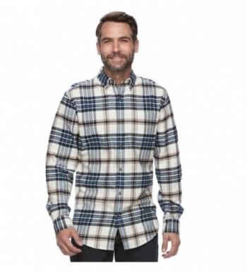 Mens True Comfort Plaid Slim-Fit Flannel Button-Down Shirt - Blue Cream ...