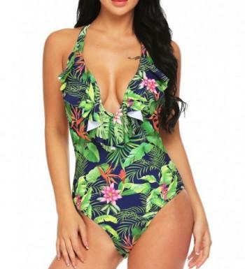 Ekouaer Swimwear Monokini Swimsuits Vintage