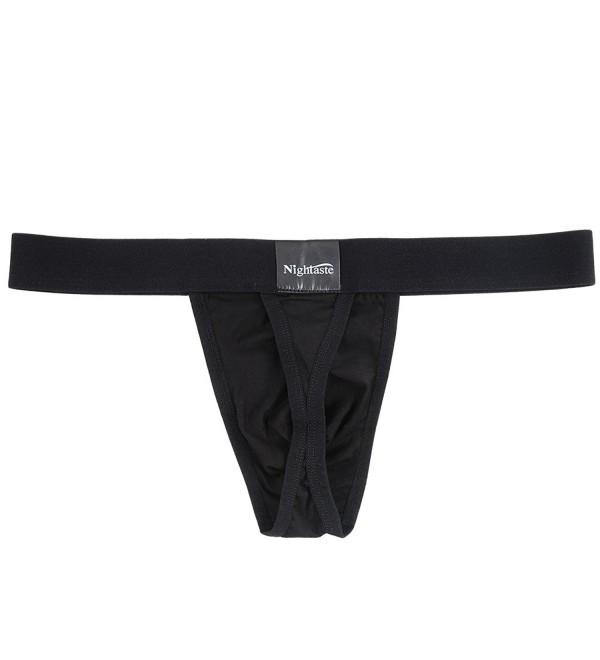 Men Underwear Cotton T Back Thong(Black-White) - 3 Black - CE17AYY9L4K
