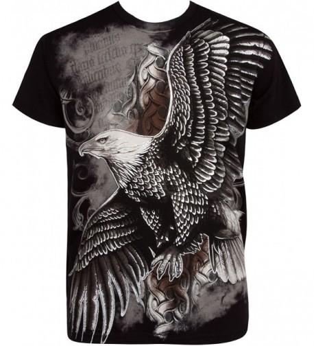 Flying Eagle Metallic Silver Embossed Cotton Mens Fashion T-Shirt ...