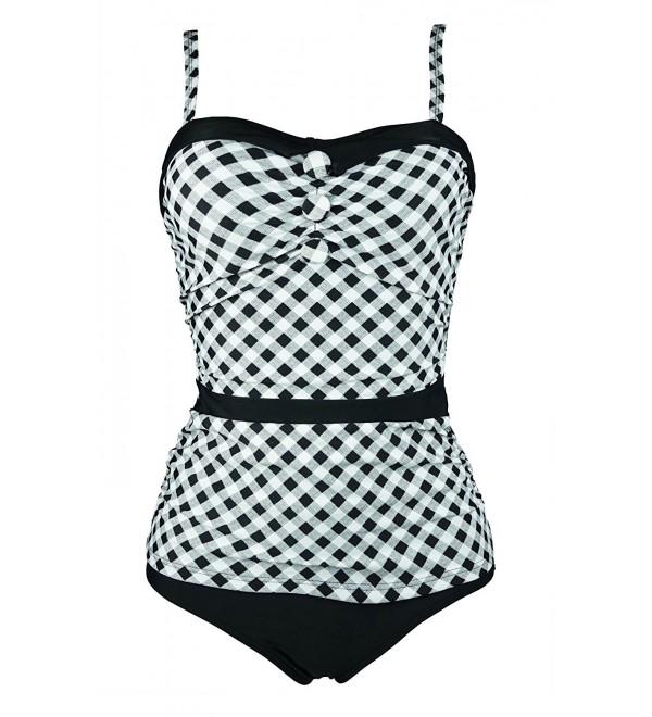 COCOSHIP Gingham Ruching Swimsuit Swimwear