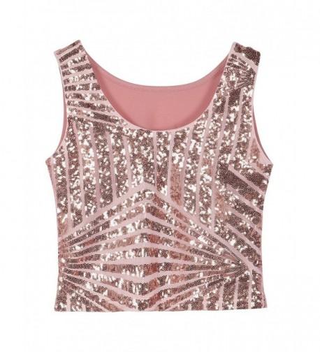 Women's Sequin Tank Top Shimmer Cropped Party Tops Vest Camis ...