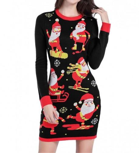 Christmas Sweater Dress- Women Ugly Happy Santa Xmas Knit Jumper ...