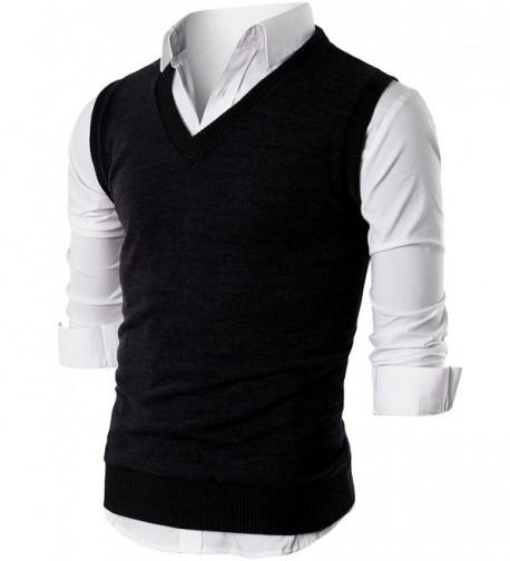 Ohoo Mens Casual V Neck DCV010 BLACK L