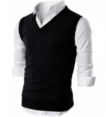 Ohoo Mens Casual V Neck DCV010 BLACK L